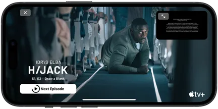 iPhone 15 playing Apple TV+ Hijack series