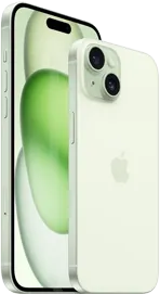 6.7-inch iPhone 15 Plus and 6.1-inch iPhone 15 shown together for size comparison.